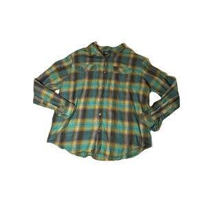 Jacks Surfboards Men’s XL Plaid Flannel Shirt Blue Yellow Button Up Casual